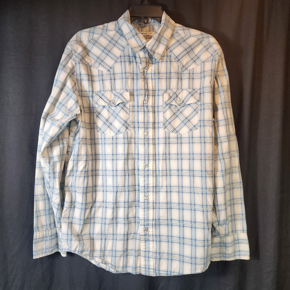Aeropostale Mens‎ Plaid Long Sleeve Western peral Snap Shirt M